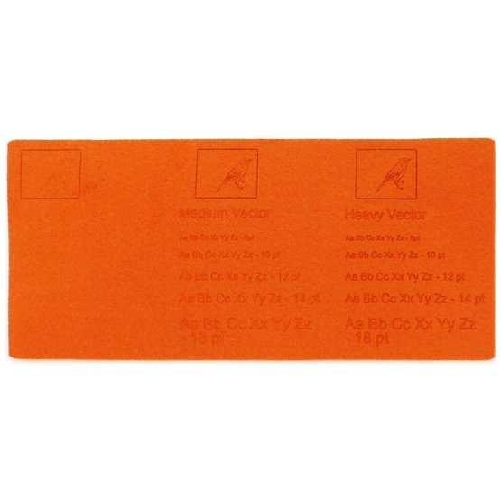 Engraving example - orange felt for laser cutting