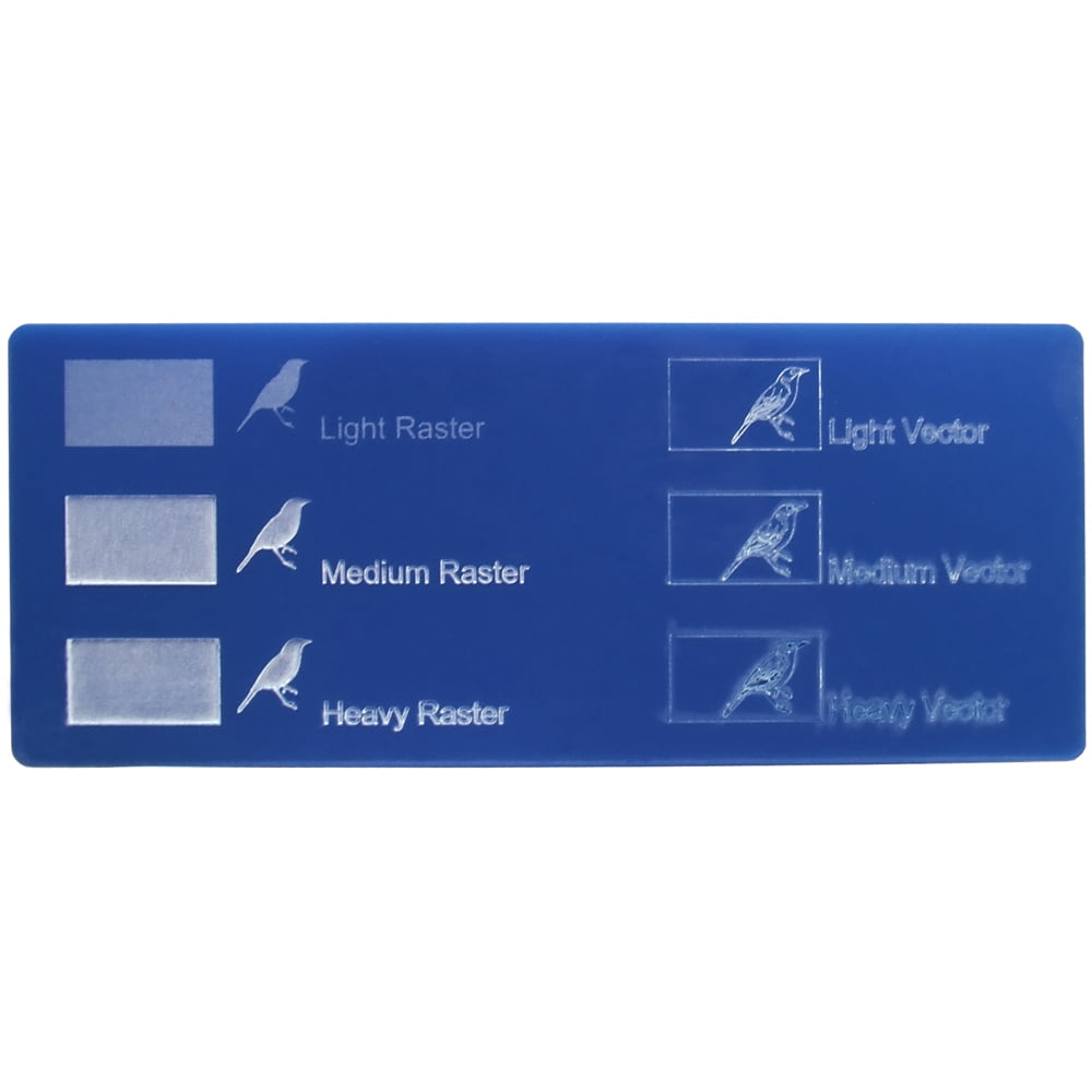 Acrylique bleu saphir - exemples de gravure au laser