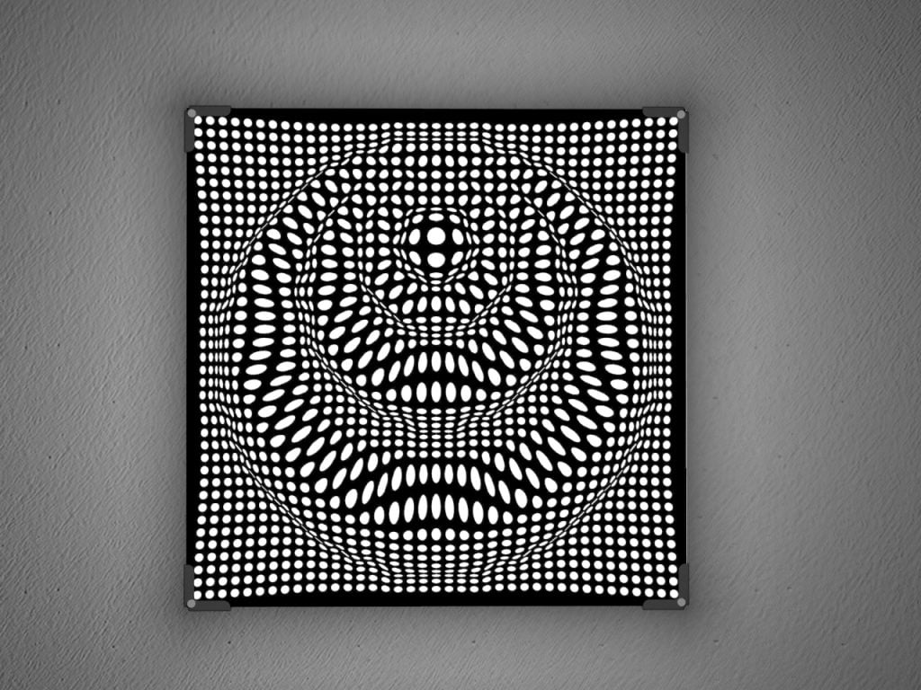 Show lamps in laser cut black plexiglass | Vectorealism