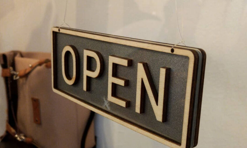 Open sign for shop