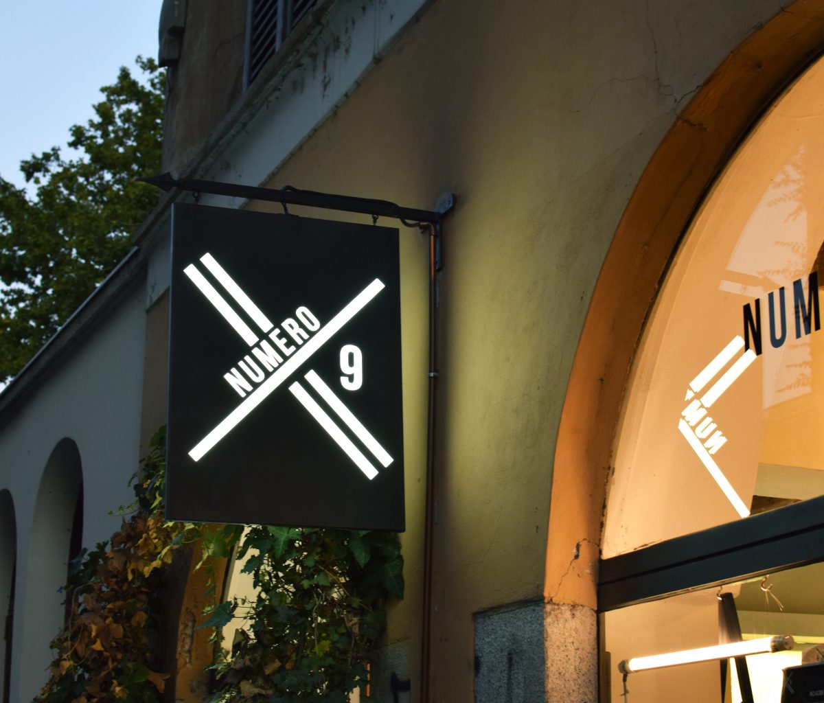 Black iron laser-cut sign and LED