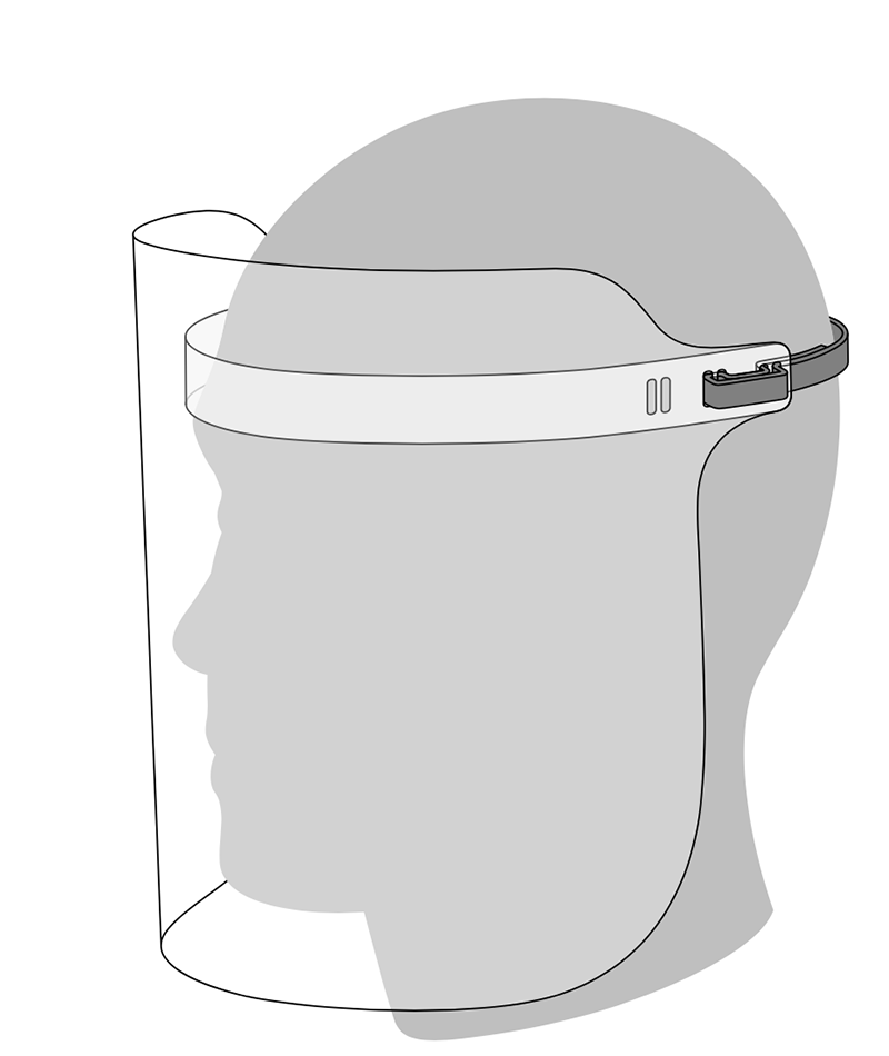 PETG elements for Apple design Face shield Vectorealism