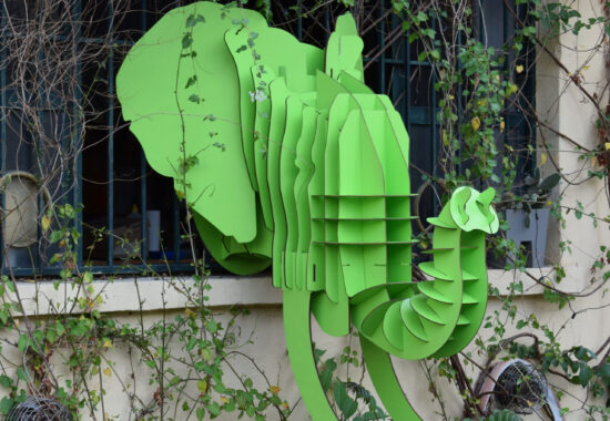 Laser cut painted green Elephant Head